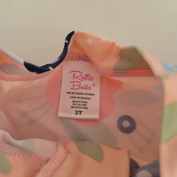 EUC Bouncing Blooms Long Sleeve Zipper Rash Guard Swim Top Floral Pink Girls 2T - Picture 6 of 7